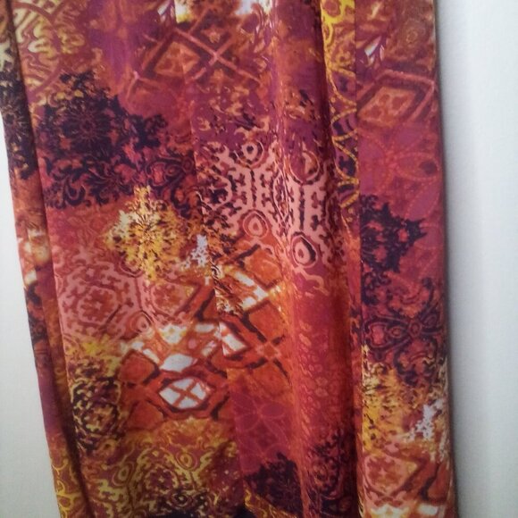 Rodan Dress Women M Sleeveless Open Front Flowing Black Orange Red - Picture 14 of 15